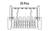 Dimensions Zero8 plug angled 20 pins