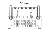 Dimensions Zero8 plug angled 20 pins