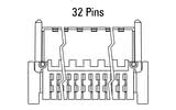 Dimensions Zero8 plug angled 32 pins