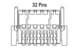 Dimensions Zero8 plug angled 32 pins